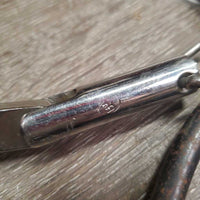 SS High Port Spoon Western Curb Bit, Reinsman Double Jointed Metal Curb - Chin Strap *gc, v.rusty, scrapes
