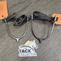 Pr POW Spurs, Thick Leather Spur Straps *gc, clean, widened, scratches, rubs *straps: xc
