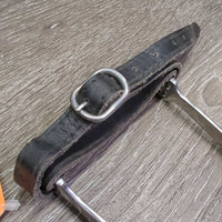 Pr POW Spurs, Thick Leather Spur Straps *gc, clean, widened, scratches, rubs *straps: xc
