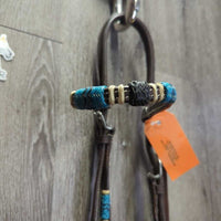 Leather & Rawhide Headstall, Quick Change, Split Reins *vgc, mnr dirt, edge scrapes, slice, rubs
