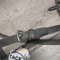 Soft Rubber Reins, Leather Stoppers *gc, rubs, dirt, faded, v.scraped edges & back , pulled stitching
