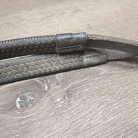 Soft Rubber Reins, Leather Stoppers *gc, rubs, dirt, faded, v.scraped edges & back , pulled stitching
