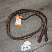 Soft Braided Reins *gc, older, clean & mnr dirt, rubs, scrapes, v.creased, loose hooks
