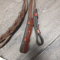 Soft Braided Reins *gc, older, clean & mnr dirt, rubs, scrapes, v.creased, loose hooks
