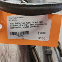 Rsd Bridle *gc, rubs, faded, tight keepers, dry, stiff, bent, creases, N0 Noseband , xholes
