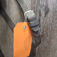 Rsd Bridle *N0 Noseband, gc/fair, v.dry, stiff, scrapes, twisted, crackles, stretched keepers
