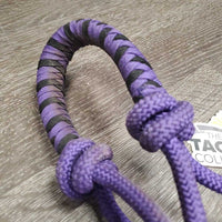 Thick Stiff Nylon Rope Halter, attached Lead Rope, wrapped nose *gc, dirty, stains, rubs, frays
