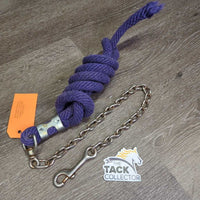 Nylon Lead Rope, 24" Nose Chain *gc/fair, rubs, frays, stains, hairy, rusty, frayed/shortened end
