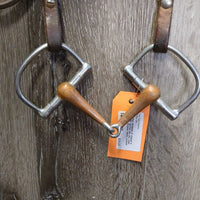 Leather Headstall, 5" Copper D Ring Bit *gc/fair, dirt, dry, older, creases, scrapes, dents, creases

