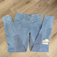 Denim Full Seat Sticky Riding Tight Leggings - Breeches, Pull On *vgc, seam puckers
