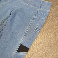 Denim Full Seat Sticky Riding Tight Leggings - Breeches, Pull On *vgc, seam puckers
