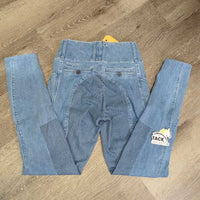 Denim Full Seat Sticky Riding Tight Leggings - Breeches, Pull On *vgc, seam puckers
