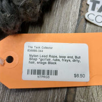Nylon Lead Rope, loop end, Bull Snap *gc/fair, rubs, frays, dirty, hair, snags
