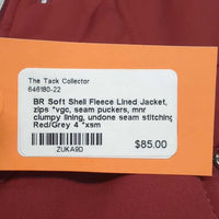 Soft Shell Fleece Lined Jacket, zips *vgc, seam puckers, mnr clumpy lining, undone seam stitching & stain
