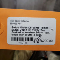 MENS VINTAGE Pointy Toe Snakeskin Western Boots *vgc, clean, mnr scuffs & rubs, peeling/lifting scales
