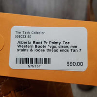 Pr Pointy Toe Western Boots *vgc, clean, mnr stains & loose thread ends
