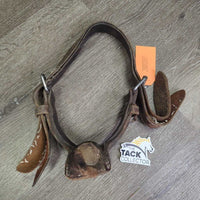 Hvy Thick Soft Leather Cribbing Collar **fair/poor, unstitched edges, torn/exposed ends, dry, stiff, cracks, rubs, scrapes, older
