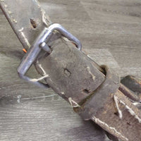 Hvy Thick Soft Leather Cribbing Collar **fair/poor, unstitched edges, torn/exposed ends, dry, stiff, cracks, rubs, scrapes, older
