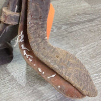 Hvy Thick Soft Leather Cribbing Collar **fair/poor, unstitched edges, torn/exposed ends, dry, stiff, cracks, rubs, scrapes, older
