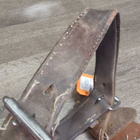 Hvy Thick Soft Leather Cribbing Collar **fair/poor, unstitched edges, torn/exposed ends, dry, stiff, cracks, rubs, scrapes, older
