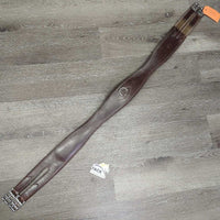 Thick Padded Leather Girth, els, D Ring *vgc/gc, dirt, scuffs, hairy seams, rubs, scratches
