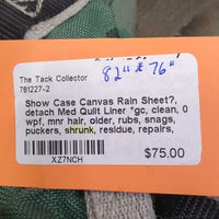 Canvas Rain Sheet?, detach Med Quilt Liner *gc, clean, 0 wpf, mnr hair, older, rubs, snags, puckers, shrunk, residue, repairs, cracks
