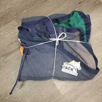 Cotton Stable Sheet, 2 legs *fair, clean, staines, repairs, SHRUNK, mnr rubs, pilly, tears
