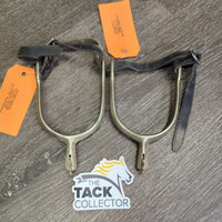 Thick Hvy Dressage Rowel Spurs, Thin Leather Spur Straps *fair, v.dirty, oxidation, rubs, scuffs, stains, older, unstitched
