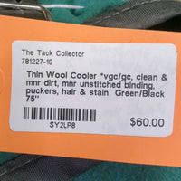 Thin Wool Cooler *vgc/gc, clean & mnr dirt, mnr unstitched binding, puckers, hair & stain
