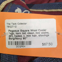 Square Wool Cooler *vgc, torn tail, clean, mnr stains, dirt, faded, v. mnr hair, shavings
