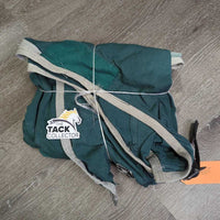 Hvy Cotton Stable Sheet, 2 legs *gc/fair, clean, shoulder darts, repairs, faded, rubs, snags, mnr holes, older
