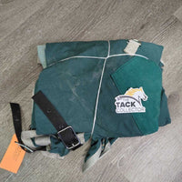 Hvy Cotton Stable Sheet, 2 legs *gc/fair, clean, shoulder darts, repairs, faded, rubs, snags, mnr holes, older
