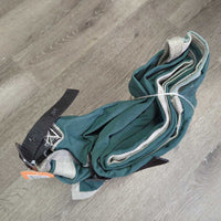 Hvy Cotton Stable Sheet, 2 legs *gc/fair, clean, shoulder darts, repairs, faded, rubs, snags, mnr holes, older

