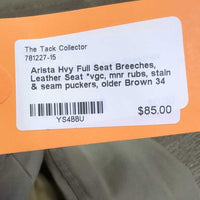 Hvy Full Seat Breeches, Leather Seat *vgc, mnr rubs, stain & seam puckers, older
