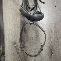Soft Rsd Padded Bridle, Thick Wide Plain Reins, Buckles, Flash *gc, clean, older? film, trimmed end, rubs, scrapes
