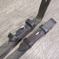 Thick Braided Reins *gc/fair, v.stiff, v.dry, dirty, rubs, stains, residue, unstitched seam
