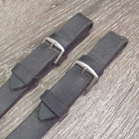 Soft Wide Plain Reins, buckles *gc, dirt, older, residue, creases, edge scrapes, narrowed/stretched sections
