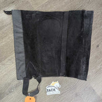 Thick Leather Half Chaps, velcro, top strap, padded inside calf *xc/vgc, mnr dirt, rubs, film & curled edges
