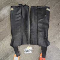 Thick Leather Half Chaps, velcro, top strap, padded inside calf *xc/vgc, mnr dirt, rubs, film & curled edges
