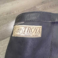 Thick Leather Half Chaps, velcro, top strap, padded inside calf *xc/vgc, mnr dirt, rubs, film & curled edges
