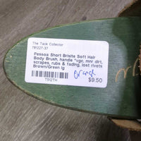 Short Brislte Soft Hair Body Brush, handle *vgc, mnr dirt, scrapes, rubs & fading, lost rivets

