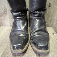 Thick Dress Boots, Pull on *gc, older, dusty, creases, heel rubs, rubs, threads
