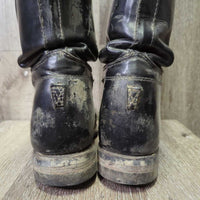 Thick Dress Boots, Pull on *gc, older, dusty, creases, heel rubs, rubs, threads
