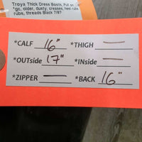 Thick Dress Boots, Pull on *gc, older, dusty, creases, heel rubs, rubs, threads
