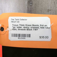 Thick Dress Boots, Pull on *gc, older, dusty, creases, heel rubs, rubs, threads
