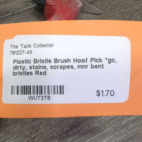 Plastic Bristle Brush Hoof Pick *gc, dirty, stains, scrapes, mnr bent bristles

