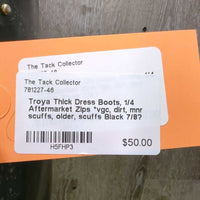 Thick Dress Boots, 1/4 Aftermarket Zips *vgc, dirt, mnr scuffs, older, scuffs
