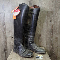 Dress Boots, Pull On, 1/4 Top Zip, Red Plastic Forms *gc/fair, dirty, dusty, older, v.rubbed, faded, rough edges
