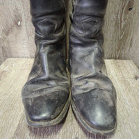 Dress Boots, Pull On, 1/4 Top Zip, Red Plastic Forms *gc/fair, dirty, dusty, older, v.rubbed, faded, rough edges
