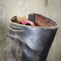 Dress Boots, Pull On, 1/4 Top Zip, Red Plastic Forms *gc/fair, dirty, dusty, older, v.rubbed, faded, rough edges
